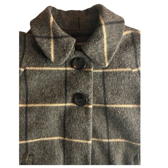 ZARA LINED CAPE JACKET PETER PAN COLLAR WOOL BLEND GRY BLACK TAN WOMENS MEDIUM - Picture 4 of 8